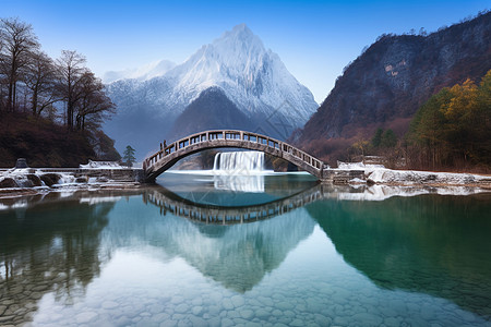 瀑布山水美丽的山水风景背景