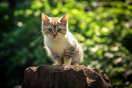 森林中的猫森林中的一只小猫背景