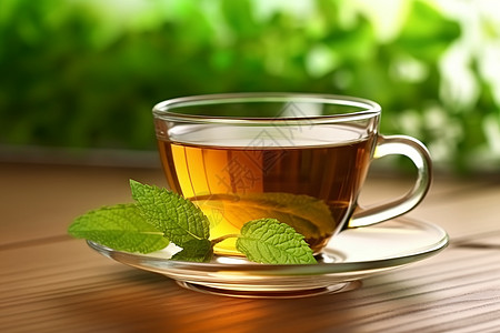 薄荷绿茶美味的茶饮背景