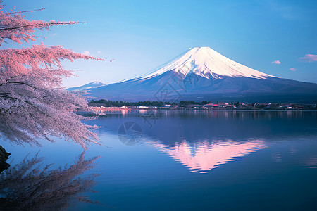 富士山与樱花高清图片