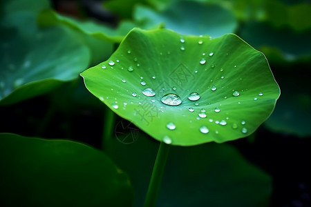 荷叶露珠清晰池塘中的荷叶背景