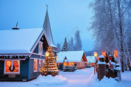 圣诞小屋背景图片