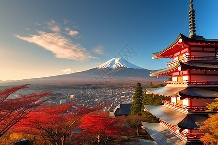 秀丽的山的富士山图片