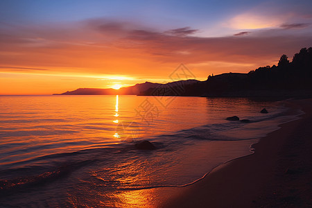 夏季海边黄昏图片