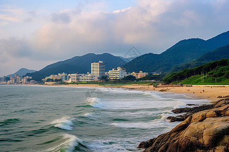 东方夏威夷海滩自然风光背景