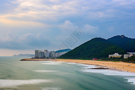 东方夏威夷海滩景象背景