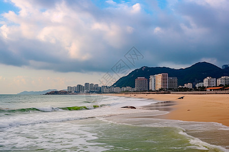 东方夏威夷蓝天碧海风光海滩背景