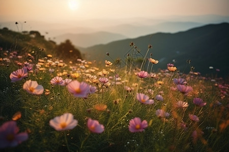 山顶上的花田图片