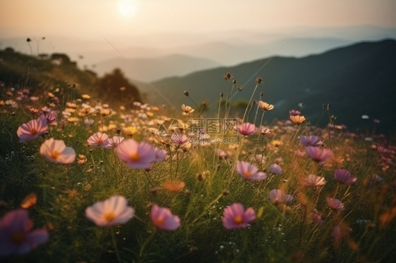 山顶上的花田图片