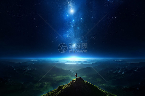 科幻山脉星空背景图片