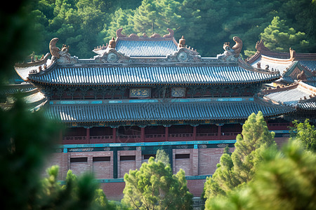 深山里的房屋建筑背景图片