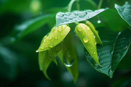 雨后绿叶背景图片