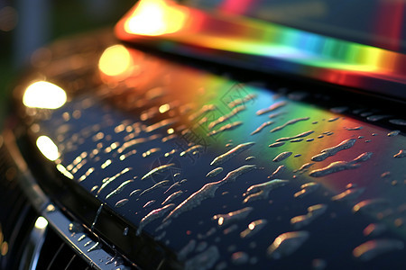 车身上被反射出来的彩虹图片
