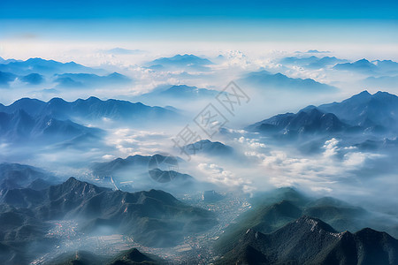 云海中的山峦背景图片