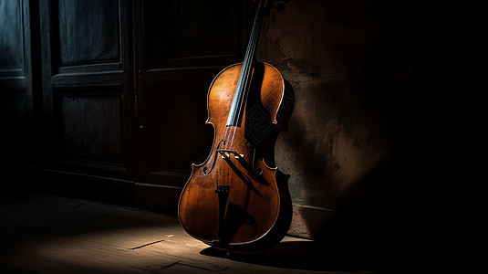 阴影中的大提琴背景图片