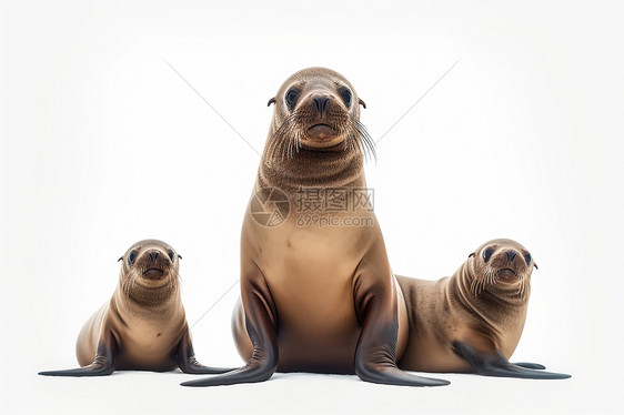 三只可爱的海狮图片