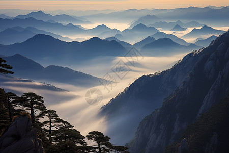 山间风光壮观的山峰背景