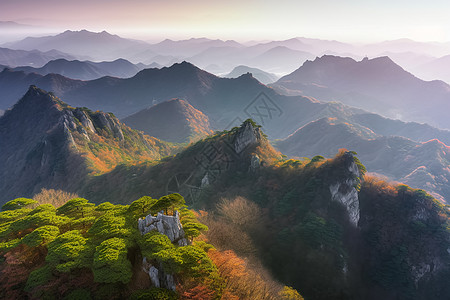 高山云雾山峦景观背景