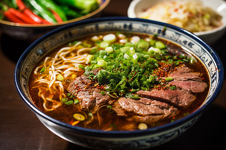 餐饮小吃中国传统兰州牛肉面背景