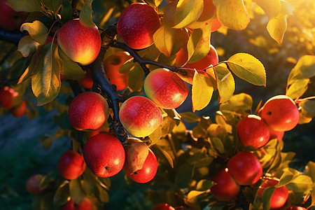 苹果树上挂满红色的苹果图片
