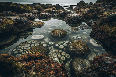 装满干净海水的小水坑图片