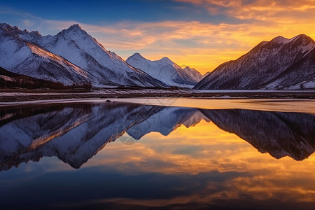 悉尼旅游湖水倒影的山脉背景