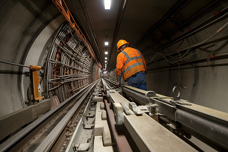 隧道工程地铁工地工人背景
