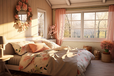 乡村卧室的效果图背景图片