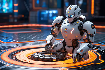 未来派科技游戏机器人的插图背景图片