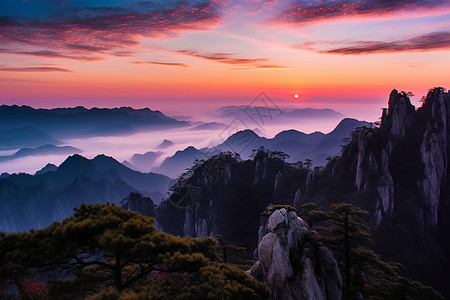 美丽的黄山风景区背景