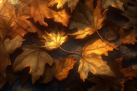 秋天落叶的特写图片