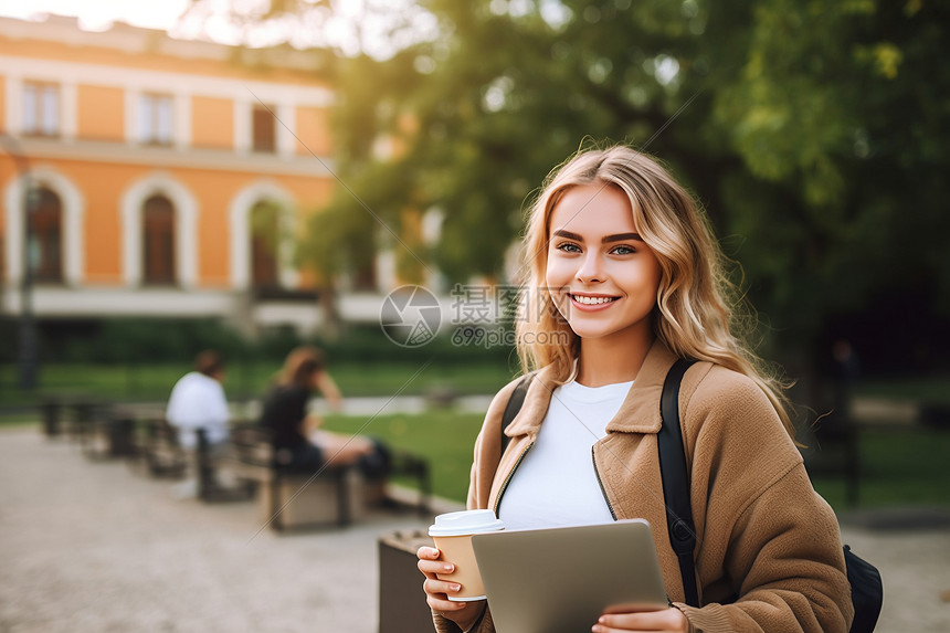 微笑的女学生图片