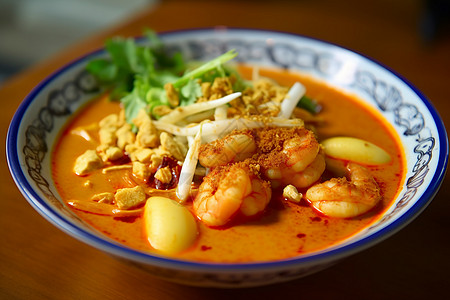 马来西亚海鲜咖喱食品背景