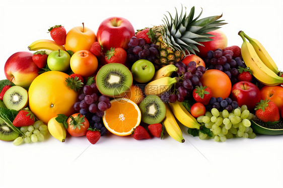 一堆新鲜健康的水果图片