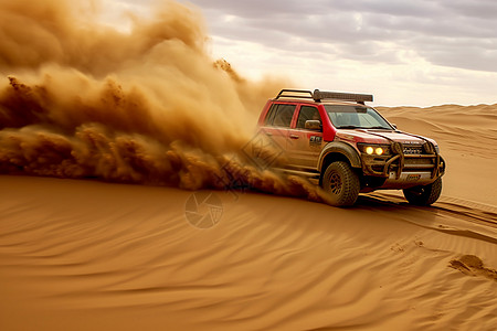 越野汽车汽车在沙漠中行驶背景