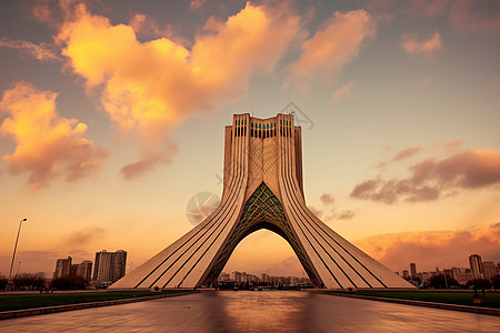 城市日落伊朗的城市建筑背景