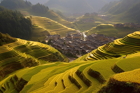 山区的梯田背景图片