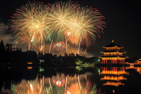 夜晚的烟花图片