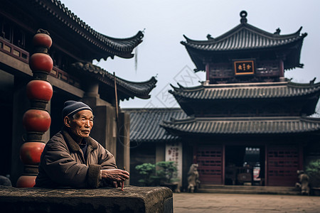 长寿村的古建筑背景