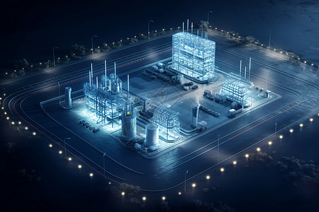 一个大型氢燃料站的航拍图片