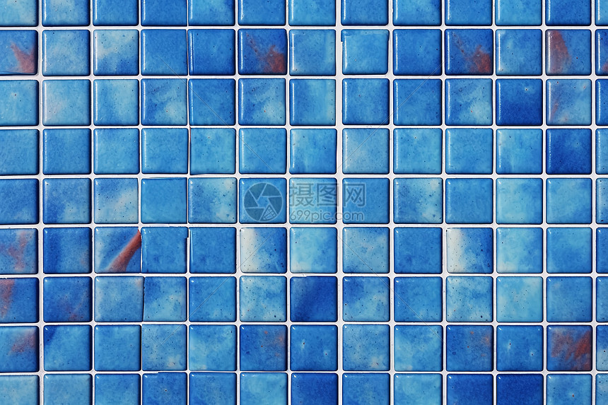 蓝色马赛克装饰瓷砖墙面纹理图片