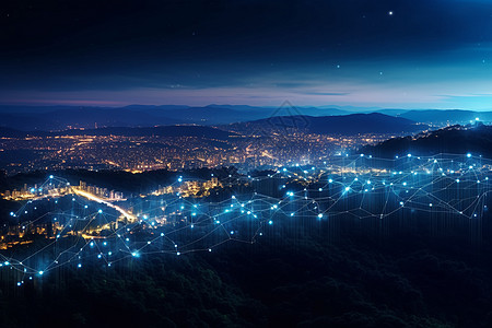 数据传输联通的城市背景图片