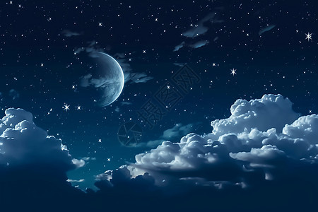 夜空星星月亮创意背景图片