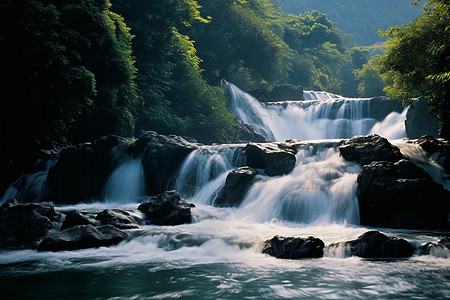 美丽的高山瀑布图片