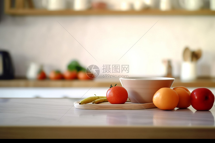 台面上的新鲜蔬果图片