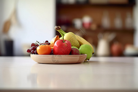 厨房台面上的水果盘图片
