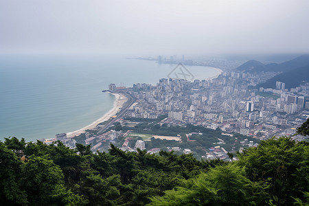 俯拍海边小镇图片