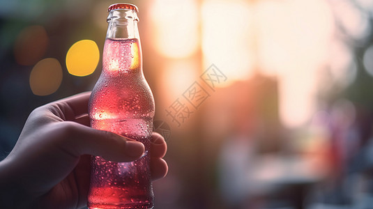 一瓶粉色的饮料背景图片