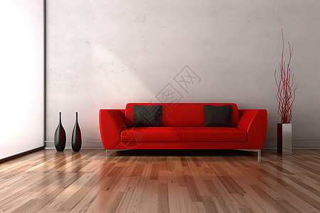 公寓红色的沙发背景图片