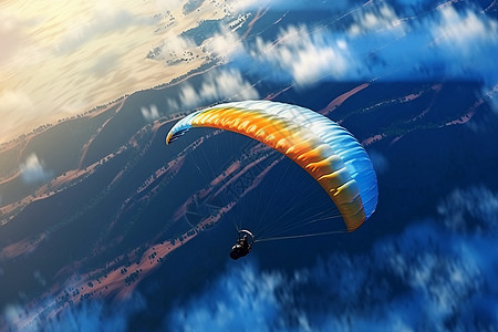 空中飞行的滑翔伞图片